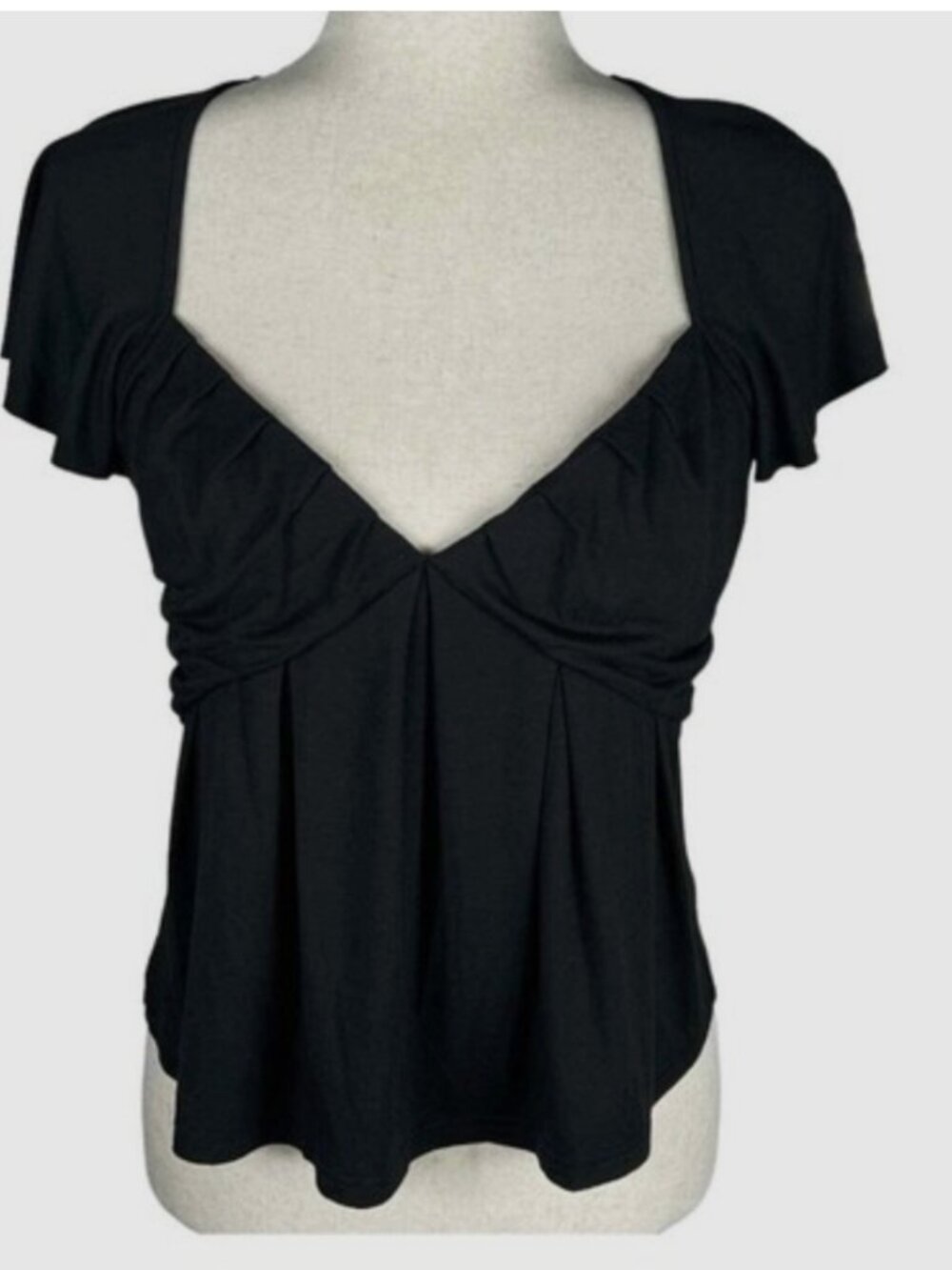 FRAME SHIRRED FLOUNCE TOP IN BLACK NWT WOMEN'S SIZE X-SMALL